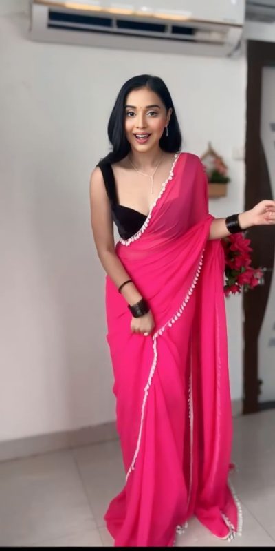 SC 239 Pink Georgette With Lace Work & Lace Border Saree . Wedding, Party, Festive, Events, Exclusive Offer ₹1599. Delivery 4-6 Working Days. Shop now. | Embroidered Sarees, Bollywood Sarees, Creative Sarees, Designer Sarees, Ethnic Saree, Modern Digital sarees, Party Wear Sarees, Sarees