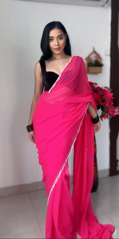 SC 239 Pink Georgette With Lace Work & Lace Border Saree . Wedding, Party, Festive, Events, Exclusive Offer ₹1599. Delivery 4-6 Working Days. Shop now. | Embroidered Sarees, Bollywood Sarees, Creative Sarees, Designer Sarees, Ethnic Saree, Modern Digital sarees, Party Wear Sarees, Sarees