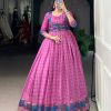 YNF 5034 Pink Polyester Viscose Chanderi Zari Work & Lace Work Gown in . Affordable Price ₹1799. Delivery 4-6 Working Days. Shop now. | Bollywood Gowns, Creative Gowns, Designer Gowns, Embroidered Gowns, Gowns, Party Wear Gowns