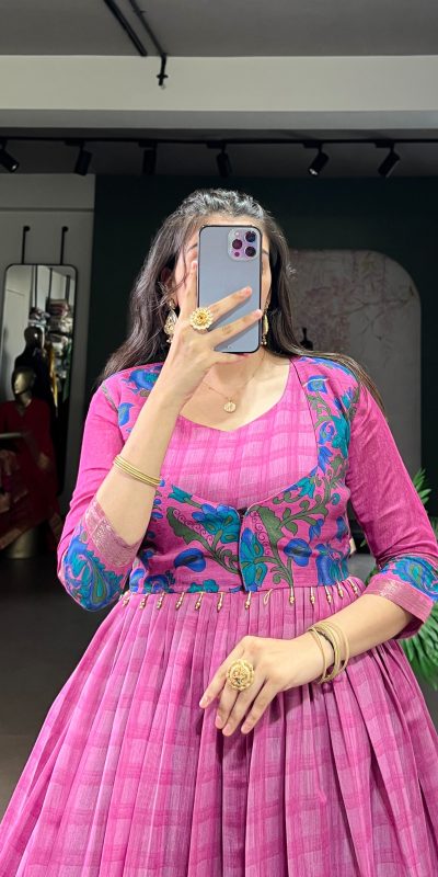 YNF 5034 Pink Polyester Viscose Chanderi Zari Work & Lace Work Gown in . Affordable Price ₹1799. Delivery 4-6 Working Days. Shop now. | Bollywood Gowns, Creative Gowns, Designer Gowns, Embroidered Gowns, Gowns, Party Wear Gowns