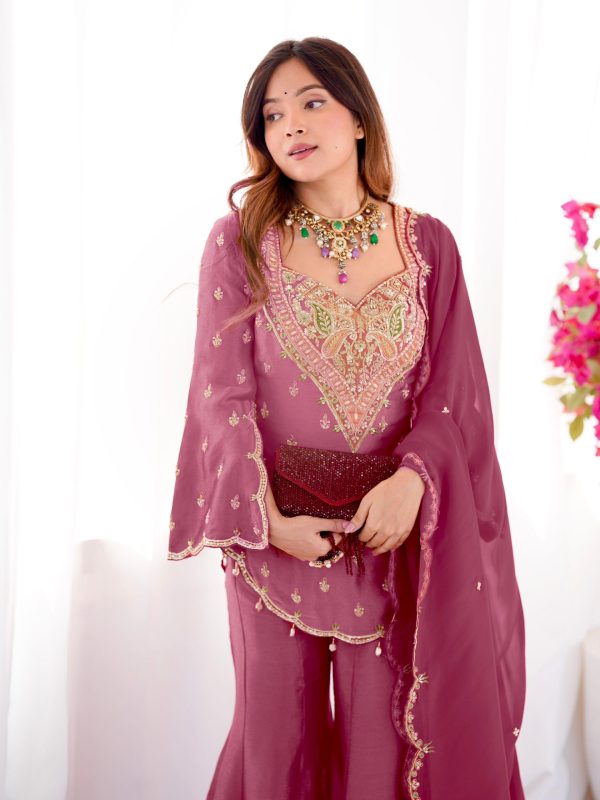 NSR 852 Pink Simar Silk With Embroidery Work with Full Sleeve Salwar Suit in . Now at just ₹2099. Delivery 4-6 Working Days. Shop n | Casual Suits, Jump Suits, Creative suits, Designer Suits, Palazzo Suits, Party Wear Suits, Patiala Suits, Salwar suit, Straight Suits