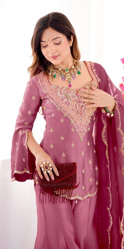 NSR 852 Pink Simar Silk With Embroidery Work with Full Sleeve Salwar Suit in . Now at just ₹2099. Delivery 4-6 Working Days. Shop n | Casual Suits, Jump Suits, Creative suits, Designer Suits, Palazzo Suits, Party Wear Suits, Patiala Suits, Salwar suit, Straight Suits