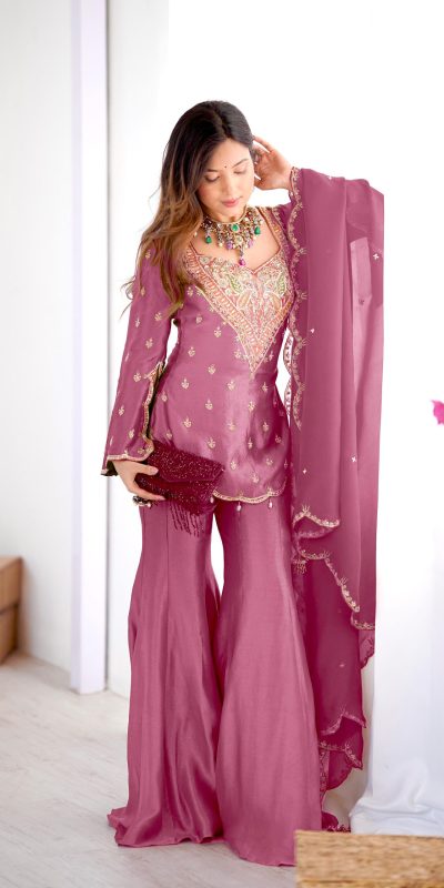 NSR 852 Pink Simar Silk With Embroidery Work with Full Sleeve Salwar Suit in . Now at just ₹2099. Delivery 4-6 Working Days. Shop n | Casual Suits, Jump Suits, Creative suits, Designer Suits, Palazzo Suits, Party Wear Suits, Patiala Suits, Salwar suit, Straight Suits