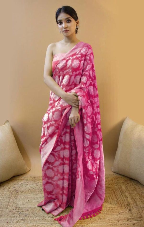 KP 1073 Pink Soft Lichi Silk Saree Perfect for Wedding, Party, Sangeet, Ethnic Day, Festival Celebrations Get it for ₹1399. Delivery 4-6 Working Da | Embroidered Sarees, Bollywood Sarees, Creative Sarees, Designer Sarees, Ethnic Saree, Modern Digital sarees, Party Wear Sarees, Sarees
