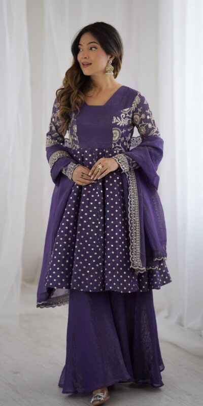 ZSR 3134 Purple Crunchy Silk Salwar Suit Perfect for Wedding, Party, Sangeet, Anniversary, Housewarming Introductory Price ₹2399. Delivery 4-6 | Casual Suits, Jump Suits, Creative suits, Designer Suits, Palazzo Suits, Party Wear Suits, Patiala Suits, Salwar suit, Straight Suits