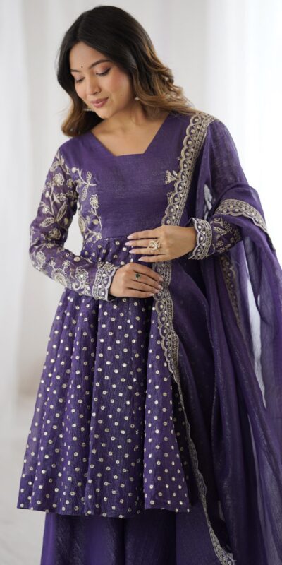ZSR 3134 Purple Crunchy Silk Salwar Suit Perfect for Wedding, Party, Sangeet, Anniversary, Housewarming Introductory Price ₹2399. Delivery 4-6 | Casual Suits, Jump Suits, Creative suits, Designer Suits, Palazzo Suits, Party Wear Suits, Patiala Suits, Salwar suit, Straight Suits