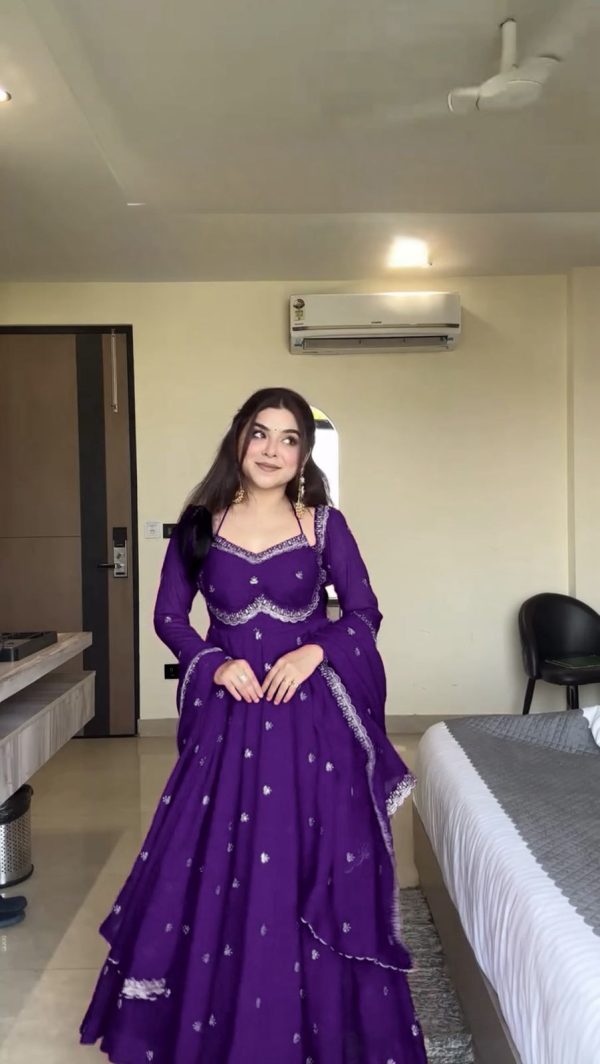Purple Georgette Sequence Gown