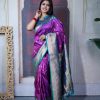 Purple Paithani Ajanta Lotus With Lace Work Saree