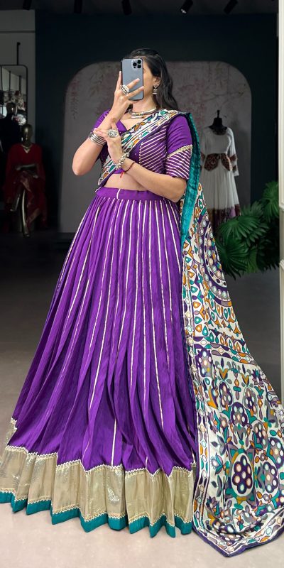 LNB 1658 Purple Pure Chanderi with Zari Work & Gotta Patti Work Lehenga Choli . Introductory Price ₹3199. Delivery 4-6 Working Days. Shop now. | Bollywood Lehenga, Creative Lehenga, Designer Lehenga, Embroidered Lehenga, Lehenga, Party Wear Lehenga