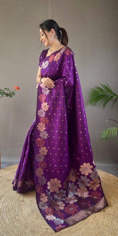 KP 6003 Purple Soft Lichi Silk Cloth Lace Work & Lace Border Saree in Best Price ₹1399. Delivery 4-6 Working Days. Shop now. | Embroidered Sarees, Bollywood Sarees, Creative Sarees, Designer Sarees, Ethnic Saree, Modern Digital sarees, Party Wear Sarees, Sarees
