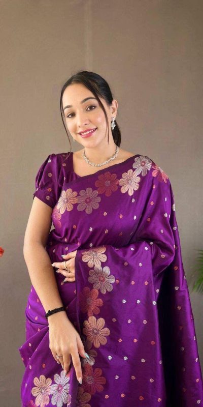 KP 6003 Purple Soft Lichi Silk Cloth Lace Work & Lace Border Saree in Best Price ₹1399. Delivery 4-6 Working Days. Shop now. | Embroidered Sarees, Bollywood Sarees, Creative Sarees, Designer Sarees, Ethnic Saree, Modern Digital sarees, Party Wear Sarees, Sarees