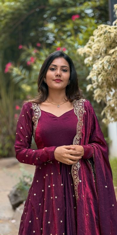 SSR 516 Rani Pink Fandy Silk With Embroidery sequence Work Gown Perfect for Wedding, Party, Onam, Makar Sankranti, Traditional Day Special Price ₹ 2149 | Bollywood Gowns, Creative Gowns, Designer Gowns, Embroidered Gowns, Gowns, Party Wear Gowns