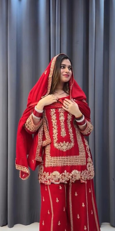 KD 1533 Red Blooming Georgette Salwar Suit Perfect for Wedding, Party, Ethnic Day, Housewarming, Pongal . Available at ₹2149 only. Delivery 4-6 Workin | Casual Suits, Creative suits, Designer Suits, Palazzo Suits, Party Wear Suits, Patiala Suits, Salwar suit, Straight Suits