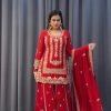 KD 1533 Red Blooming Georgette Salwar Suit Perfect for Wedding, Party, Ethnic Day, Housewarming, Pongal . Available at ₹2149 only. Delivery 4-6 Workin | Casual Suits, Creative suits, Designer Suits, Palazzo Suits, Party Wear Suits, Patiala Suits, Salwar suit, Straight Suits