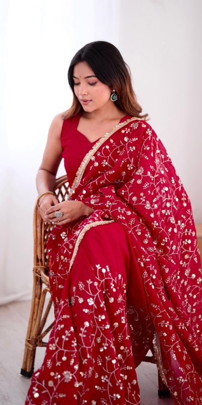 SRK 5296 Red Crunchy Silk Lace Work & Embroidery Work Saree in . Special Price ₹1799. Delivery 4-6 Working Days. Shop now. | Embroidered Sarees, Bollywood Sarees, Creative Sarees, Designer Sarees, Ethnic Saree, Modern Digital sarees, Party Wear Sarees, Sarees