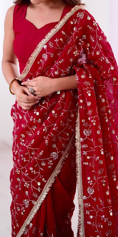 SRK 5296 Red Crunchy Silk Lace Work & Embroidery Work Saree in . Special Price ₹1799. Delivery 4-6 Working Days. Shop now. | Embroidered Sarees, Bollywood Sarees, Creative Sarees, Designer Sarees, Ethnic Saree, Modern Digital sarees, Party Wear Sarees, Sarees