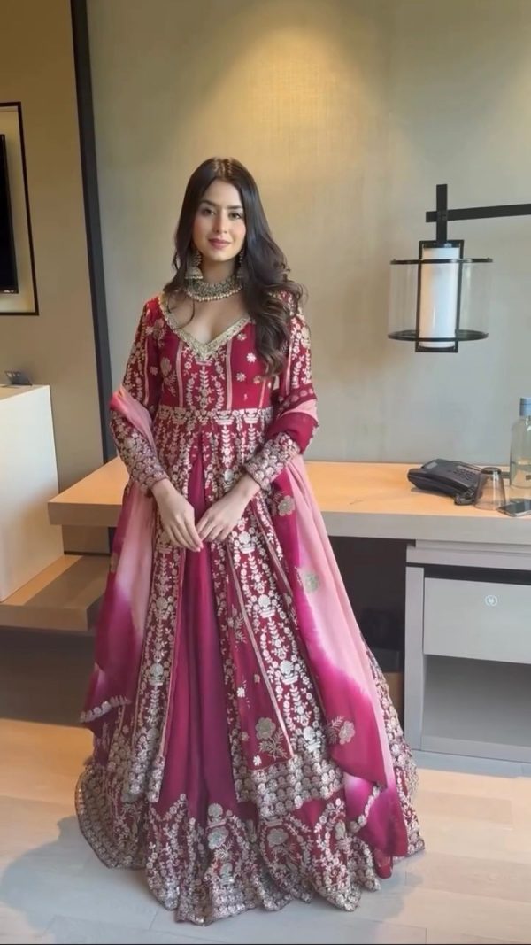 Red Faux Georgette Digital Print Lehenga Choli