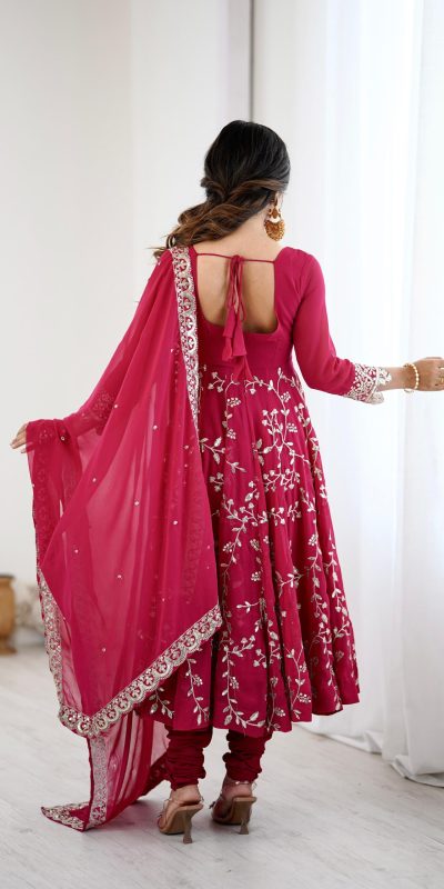 SRK 5299 Pink Faux Georgette With Sequence Work Perfect for Wedding, Party, Lohri, Temple Visit, Ganesh Chaturthi Festive, Events, 4-6 Working Days At 2149 | Bollywood Gowns, Creative Gowns, Designer Gowns, Embroidered Gowns, Gowns, Party Wear Gowns