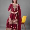 SR 1688 Red Heavy Faux Georgette With Heavy Embroidery Wedding, Party, Festive, Events, Navratri Garba, Reception, Haldi, 4-6 Working Days At 1949 Only | Casual Suits, Jump Suits, Creative suits, Designer Suits, Palazzo Suits, Party Wear Suits, Patiala Suits, Salwar suit, Straight Suits