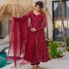 ZSR 3145 Red Faux Georgette With Embroidery Sequence Work Gown Perfect for Wedding, Party, Bridal Wear, Family Gatherings, Festival Celebrations At 2099 | Bollywood Gowns, Creative Gowns, Designer Gowns, Embroidered Gowns, Gowns, Party Wear Gowns