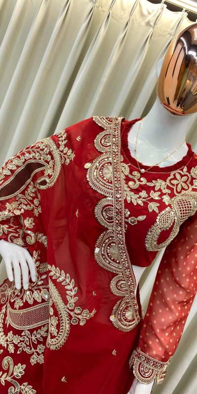 BE 400 Red Georgette Lehenga Choli Perfect for Wedding, Party, Pooja, Cultural Events, Baisakhi . Now at just ₹2449. Delivery 4-6 Working Days. Shop now | Bollywood Lehenga, Creative Lehenga, Designer Lehenga, Embroidered Lehenga, Lehenga, Party Wear Lehenga