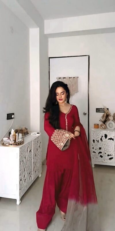 NSR 854 Red Natural Satin Silk Sequence Work with Lace Work & Embroidery Work Salwaar Suit Now at just ₹1799. Delivery 4-6 Working Days. Shop now. | Casual Suits, Jump Suits, Creative suits, Designer Suits, Palazzo Suits, Party Wear Suits, Patiala Suits, Salwar suit, Straight Suits