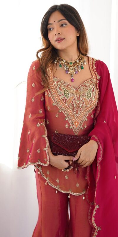 NSR 852 Red Simar Silk With Embroidery Work with Full Sleeve Salwar Suit in . Now at just ₹2099. Delivery 4-6 Working Days. Shop n | Casual Suits, Jump Suits, Creative suits, Designer Suits, Palazzo Suits, Party Wear Suits, Patiala Suits, Salwar suit, Straight Suits