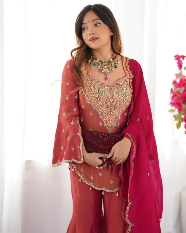 NSR 852 Red Simar Silk With Embroidery Work with Full Sleeve Salwar Suit in . Now at just ₹2099. Delivery 4-6 Working Days. Shop n | Casual Suits, Jump Suits, Creative suits, Designer Suits, Palazzo Suits, Party Wear Suits, Patiala Suits, Salwar suit, Straight Suits