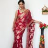 Red Soft Lilan Slab Attractive Charm full Saree