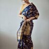 Royal Blue Banarsari Silk With Lace Border Saree