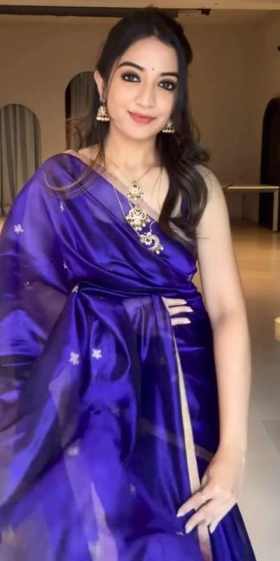 Royal Blue Lichi Silk Saree