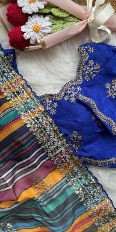 AC MIRA Royal Blue in Color Soft Organza Embroidery Work & Lace Work Saree . Get it for ₹2449. Delivery 4-6 Working Days. Shop now. | Creative Sarees, Embroidered Sarees, Bollywood Sarees, Designer Sarees, Ethnic Saree, Modern Digital sarees, Party Wear Sarees, Sarees