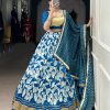 Royal Blue Tasar Silk Lace Work Lehenga Choli