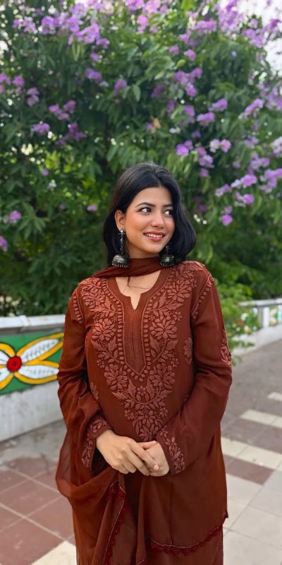 BE 394 Rust Georgette with Embroidery Work & Lace Work Salwar Suit . Available at ₹1849 only. Delivery 4-6 Working Days. Shop now. | Casual Suits, Jump Suits, Tops & Bottoms, Track Suits, Trendy Wear, Creative suits, Designer Suits, Palazzo Suits, Party Wear Suits, Patiala Suits, Salwar suit, Straight Suits