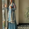 Sky Blue Georgette Sequins Work Embroidery Slawar Suit
