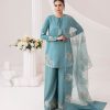 Sky Blue Natural Crep Silk Embroidery Salwar Suit