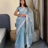 Sky Blue Premium Barbari Silk Zari Work Saree