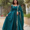 SSR 516 Teal Heavy Fandy Silk With Embroidery sequence Work Gown Perfect for Wedding, Party, Onam, Makar Sankranti, Traditional Day Special Price ₹ 2149 | Bollywood Gowns, Creative Gowns, Designer Gowns, Embroidered Gowns, Gowns, Party Wear Gowns