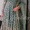Teal Faux Georgette Lace Embroidery Work Salwar Suit