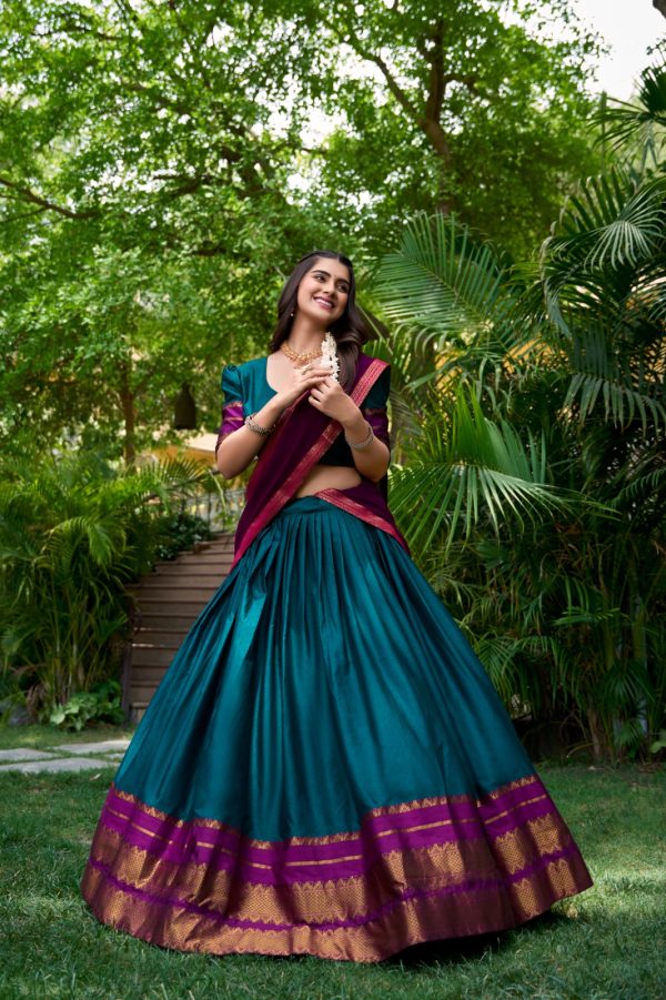 LNB 2004 Teal Poly Cotton With Lace Work & Zari Work. Lehenga Choli for Get It ₹1899. Delivery 4-6 Working Days. Shop now. | Creative Lehenga, Bollywood Lehenga, Designer Lehenga, Embroidered Lehenga, Lehenga, Party Wear Lehenga