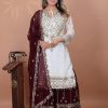 White Faux Georgette 5mm Embroidery Salwar Suit