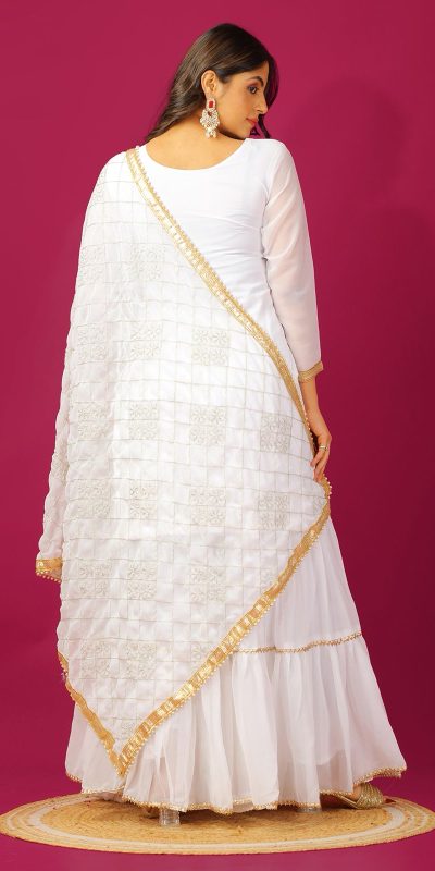 SR 1671 White Georgette Salwar Suit Perfect for Wedding, Party, Cultural Events, Temple Visit, Lohri Now at just ₹1799. Delivery 4-6 Working Days. | Casual Suits, Jump Suits, Tops & Bottoms, Track Suits, Trendy Wear, Creative suits, Designer Suits, Palazzo Suits, Party Wear Suits, Patiala Suits, Salwar suit, Straight Suits
