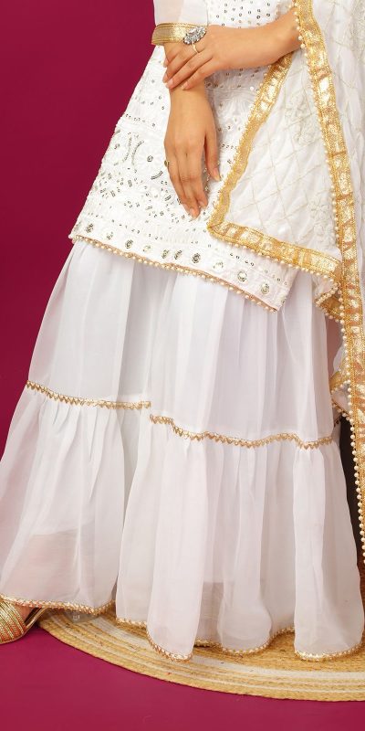 SR 1671 White Georgette Salwar Suit Perfect for Wedding, Party, Cultural Events, Temple Visit, Lohri Now at just ₹1799. Delivery 4-6 Working Days. | Casual Suits, Jump Suits, Tops & Bottoms, Track Suits, Trendy Wear, Creative suits, Designer Suits, Palazzo Suits, Party Wear Suits, Patiala Suits, Salwar suit, Straight Suits