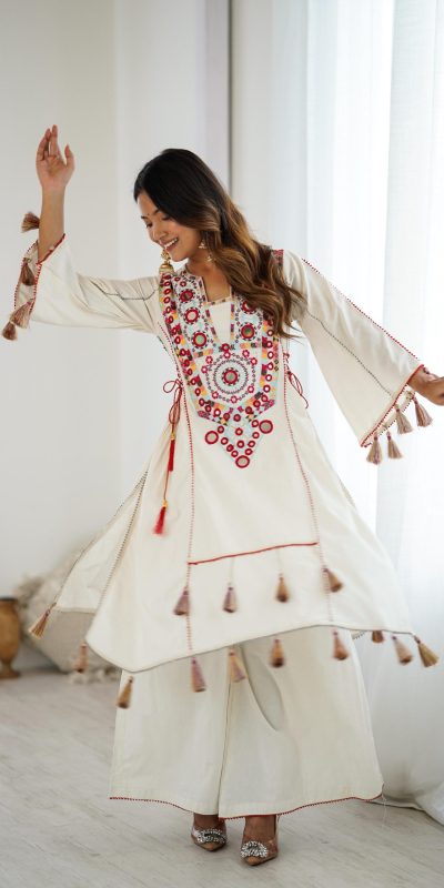 SRK 5286 White in Khadi Cotton Mirror Work & Embroidery Work Salwar Suit . Now at just ₹2099. Delivery 4-6 Working Days. Shop now. | Casual Suits, Jump Suits, Creative suits, Designer Suits, Palazzo Suits, Party Wear Suits, Patiala Suits, Salwar suit, Straight Suits