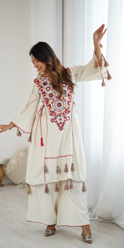 SRK 5286 White in Khadi Cotton Mirror Work & Embroidery Work Salwar Suit . Now at just ₹2099. Delivery 4-6 Working Days. Shop now. | Casual Suits, Jump Suits, Creative suits, Designer Suits, Palazzo Suits, Party Wear Suits, Patiala Suits, Salwar suit, Straight Suits