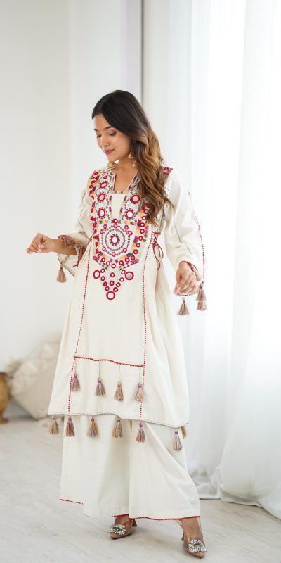 SRK 5286 White in Khadi Cotton Mirror Work & Embroidery Work Salwar Suit . Now at just ₹2099. Delivery 4-6 Working Days. Shop now. | Casual Suits, Jump Suits, Creative suits, Designer Suits, Palazzo Suits, Party Wear Suits, Patiala Suits, Salwar suit, Straight Suits