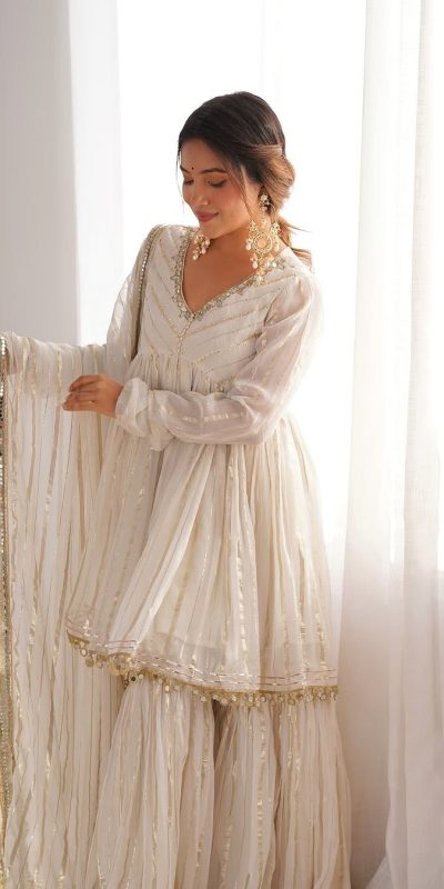 SRK 5300 White Mal Chanderi With Lace Work & Mirror Work Salwar Suit . Get it for ₹2099. Delivery 4-6 Working Days. Shop now. | Casual Suits, Jump Suits, Tops & Bottoms, Track Suits, Trendy Wear, Creative suits, Designer Suits, Palazzo Suits, Party Wear Suits, Patiala Suits, Salwar suit, Straight Suits