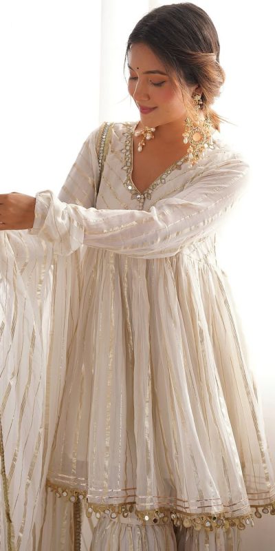 SRK 5300 White Mal Chanderi With Lace Work & Mirror Work Salwar Suit . Get it for ₹2099. Delivery 4-6 Working Days. Shop now. | Casual Suits, Jump Suits, Tops & Bottoms, Track Suits, Trendy Wear, Creative suits, Designer Suits, Palazzo Suits, Party Wear Suits, Patiala Suits, Salwar suit, Straight Suits