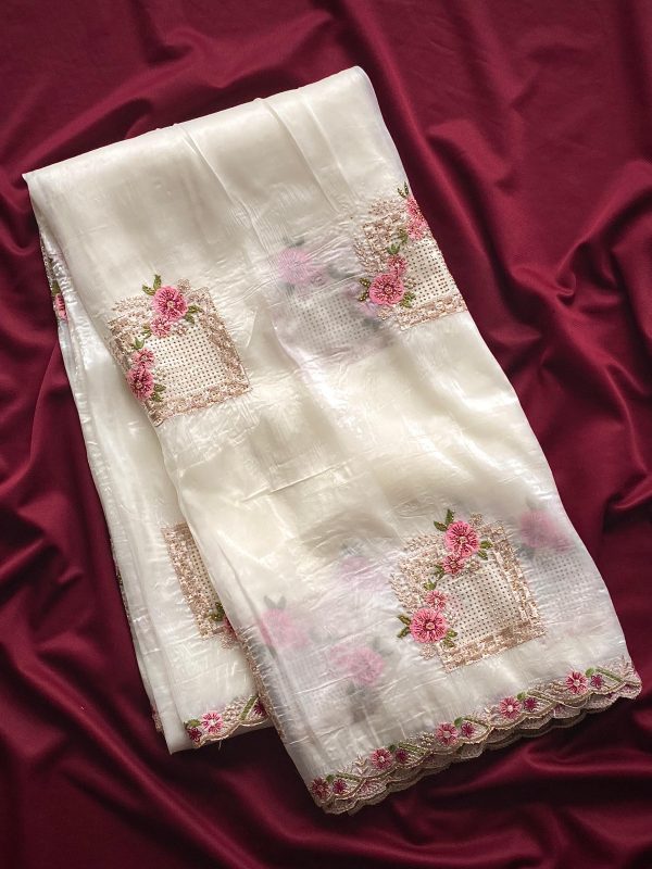 SC 239 Pink Georgette With Lace Work & Lace Border Saree . Wedding, Party, Festive, Events, Exclusive Offer ₹1599. Delivery 4-6 Working Days. Shop now. | Creative Sarees, Embroidered Sarees, Bollywood Sarees, Designer Sarees, Ethnic Saree, Modern Digital sarees, Party Wear Sarees, Sarees