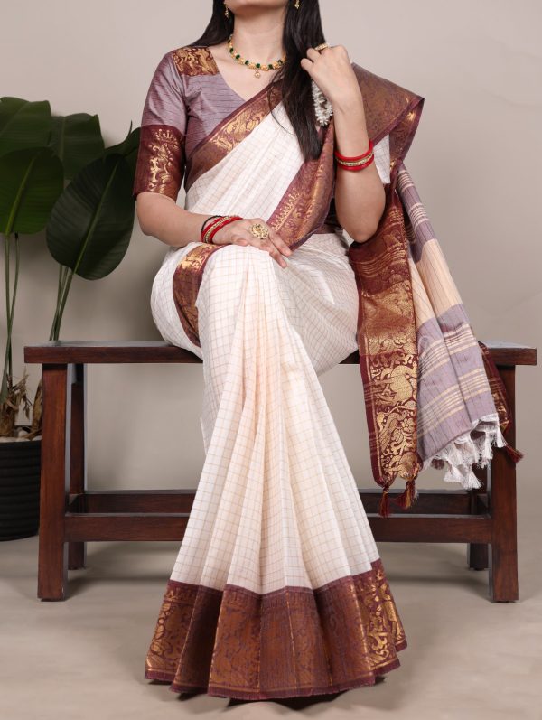 YNF 7405 White Poly Cotton With Zari Work Saree . Wedding, Party, Festive, Events Now at just ₹1449. Delivery 4-6 Working Days. Shop now. | Embroidered Sarees, Bollywood Sarees, Creative Sarees, Designer Sarees, Ethnic Saree, Modern Digital sarees, Party Wear Sarees, Sarees
